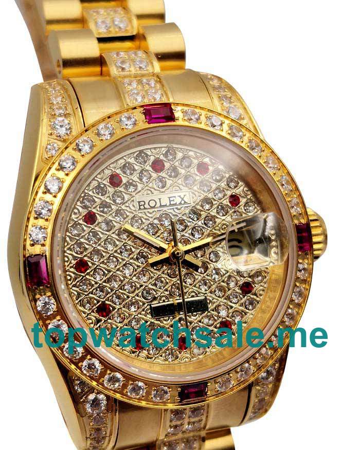 UK Swiss Made Rolex Lady-Datejust 179158 Replica Watches With Diamonds Dials For Women