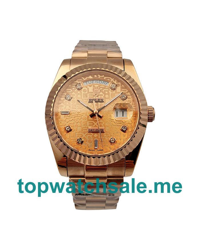 UK 36MM Rose Gold Dials Rolex Day-Date 118235 Replica Watches