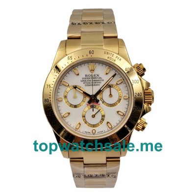 UK Best Quality Rolex Daytona 116528 Replica Watches With White Dials For Men