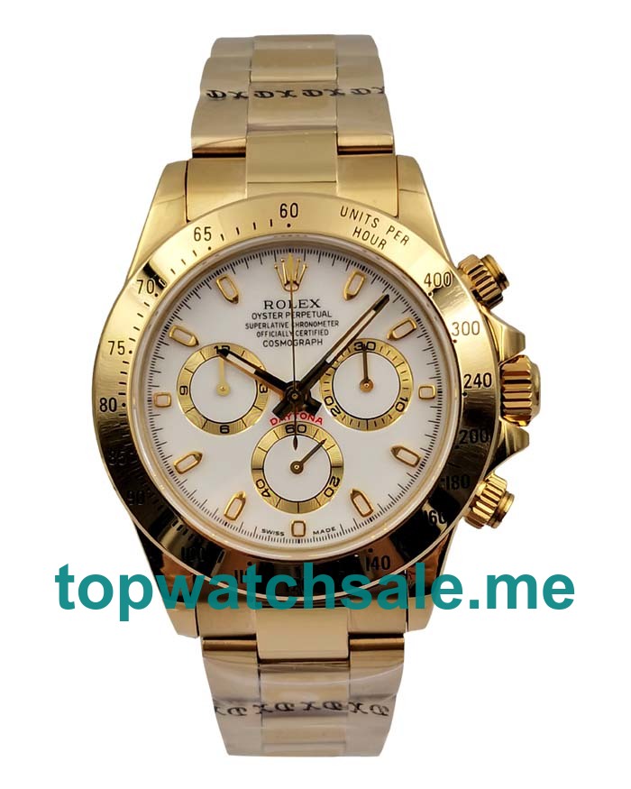 UK Best Quality Rolex Daytona 116528 Replica Watches With White Dials For Men