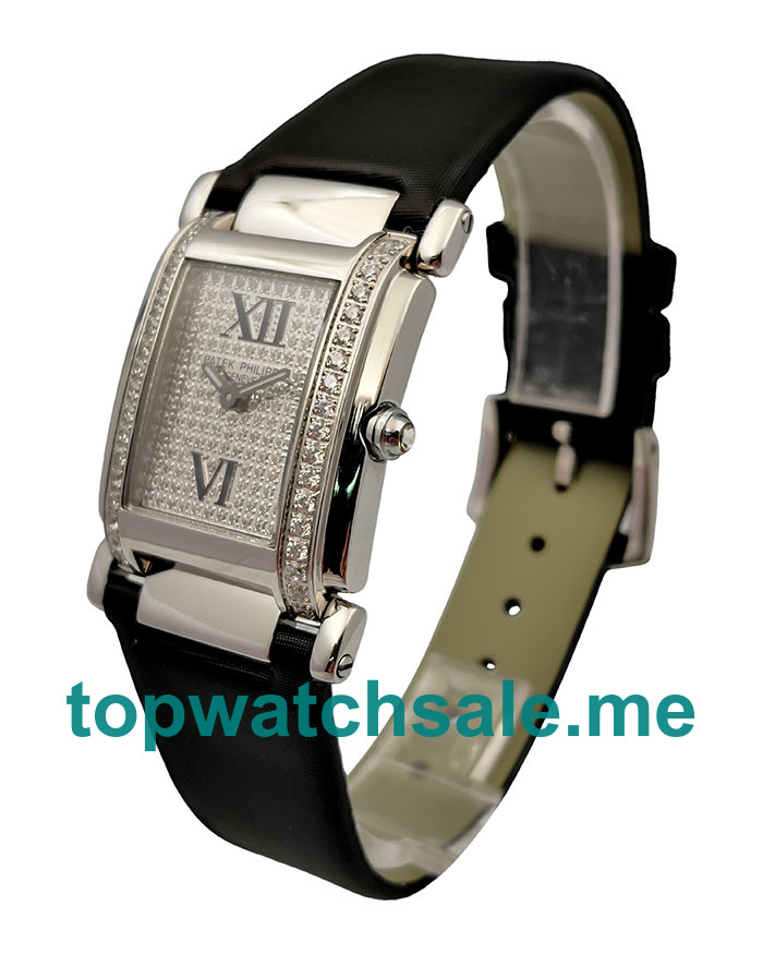 UK 25.5MM Diamonds Dials Patek Philippe Twenty~4 4910G Replica Watches