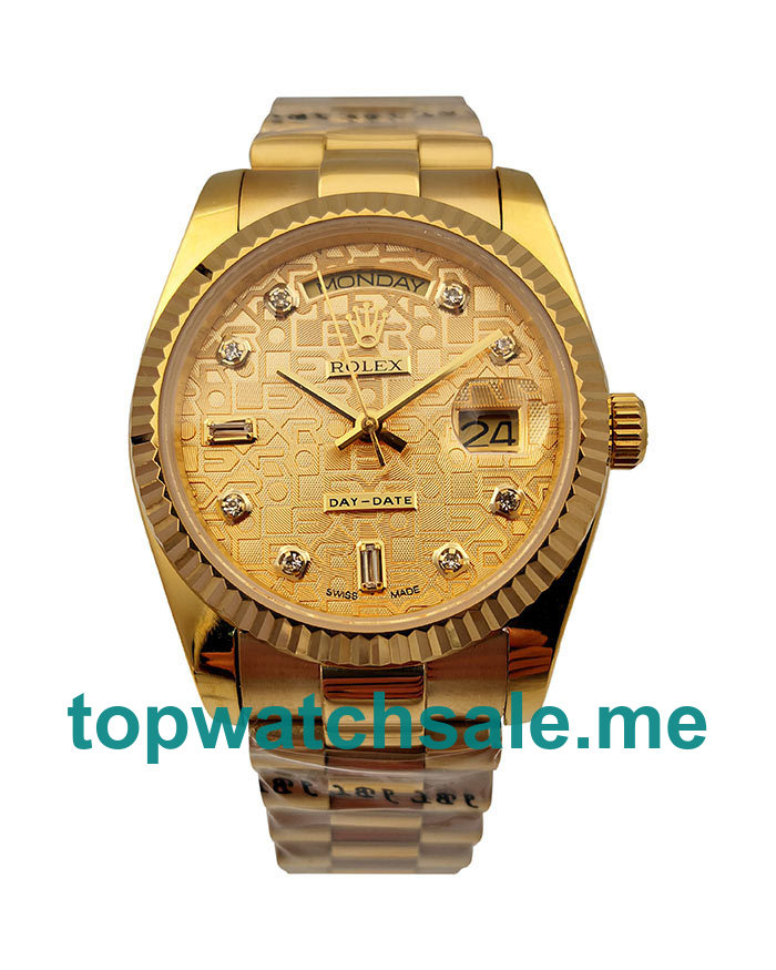 UK 36MM Gold Replica Rolex Day-Date 118238 Watches