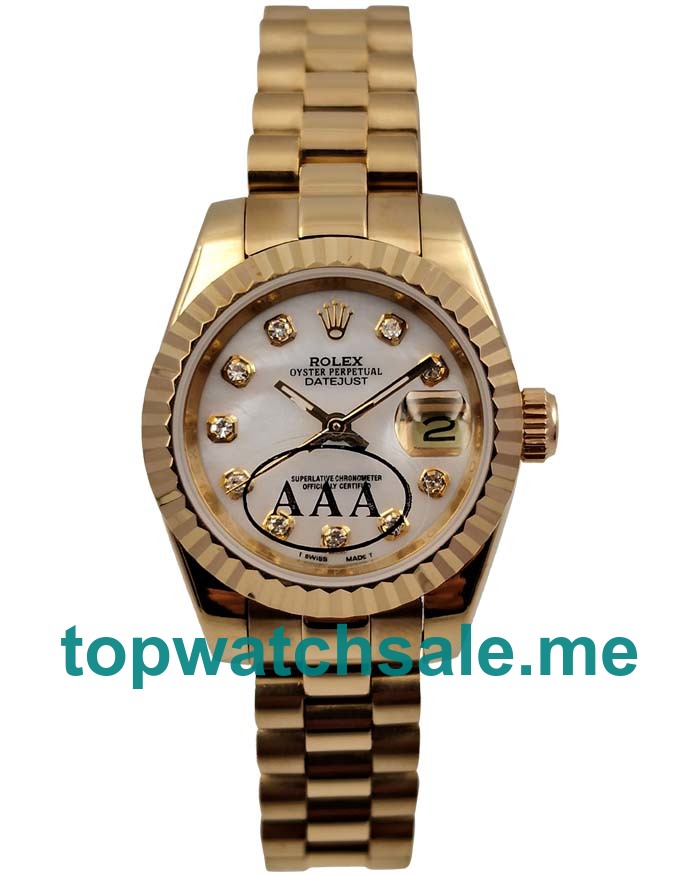 UK 26MM White Dials Rolex Lady-Datejust 179178 Replica Watches