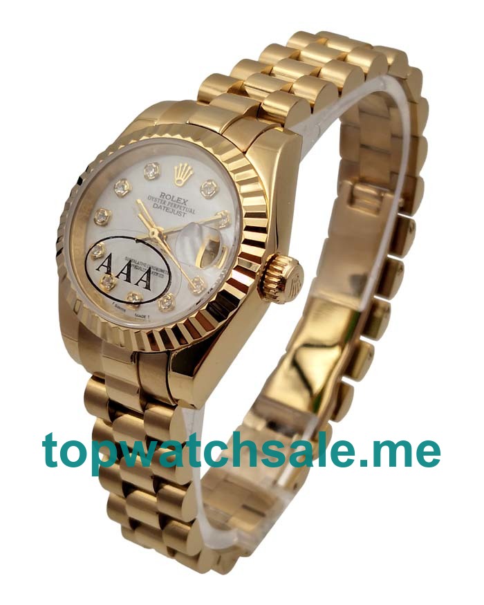 UK 26MM White Dials Rolex Lady-Datejust 179178 Replica Watches
