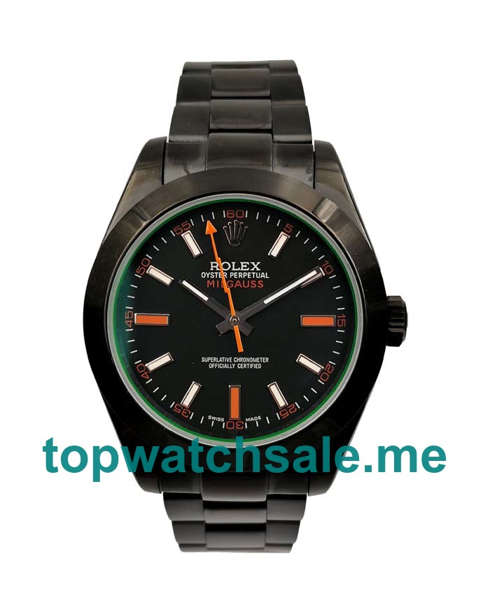 UK Cheap Rolex Milgauss 116400 GV Replica Watches With Black Dials For Men