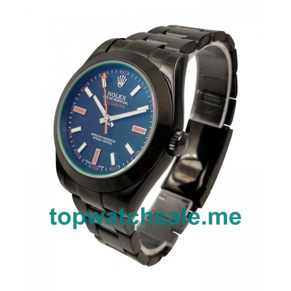 UK Cheap Rolex Milgauss 116400 GV Replica Watches With Black Dials For Men