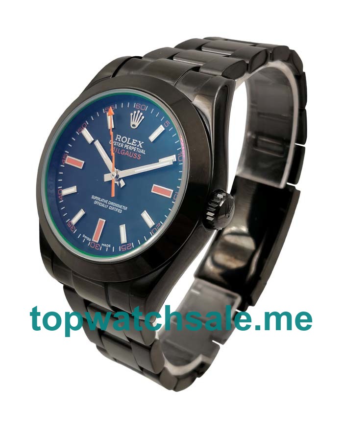 UK Cheap Rolex Milgauss 116400 GV Replica Watches With Black Dials For Men