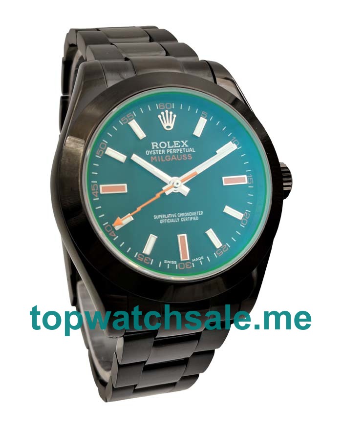 UK Cheap Rolex Milgauss 116400 GV Replica Watches With Black Dials For Men