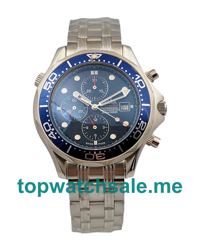UK Best 1:1 Fake Omega Seamaster Chrono Diver 2225.80.00 With Blue Dials For Men