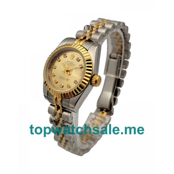 UK 26MM Rolex Lady-Datejust 69173 Replica Watches With Diamonds