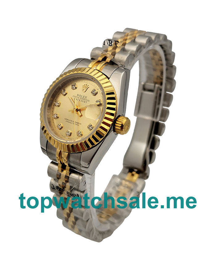 UK 26MM Rolex Lady-Datejust 69173 Replica Watches With Diamonds