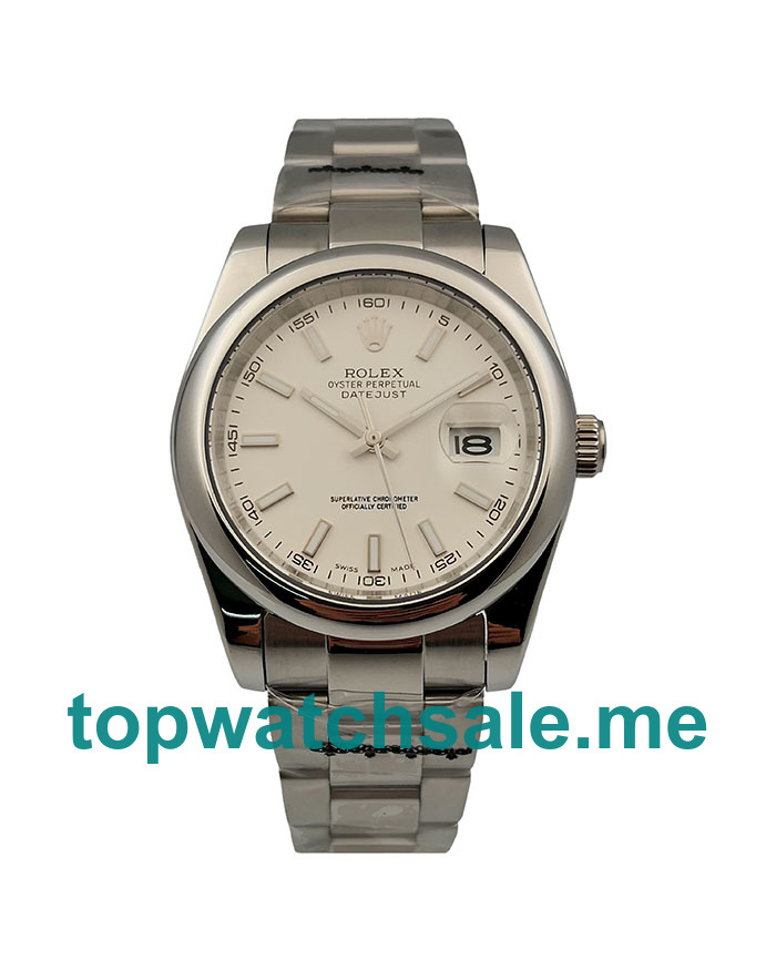 UK 36MM Replica Rolex Datejust 115200 White Dials Watches