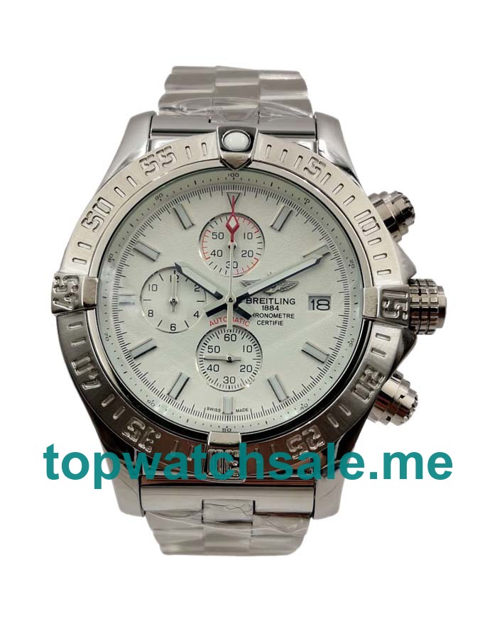 UK 48.4MM White Dials Breitling Super Avenger A13370 Replica Watches