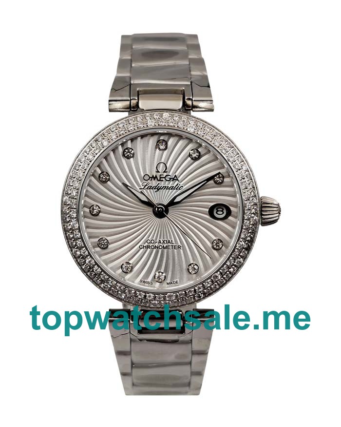 UK 34MM White Mother Of Pearl Dials Omega De Ville Ladymatic 425.35.34.20.55.001 Replica Watches