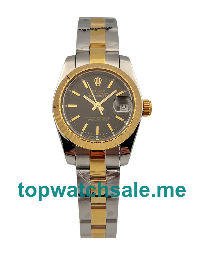 UK 26MM Black Dials Rolex Lady-Datejust 69173 Replica Watches