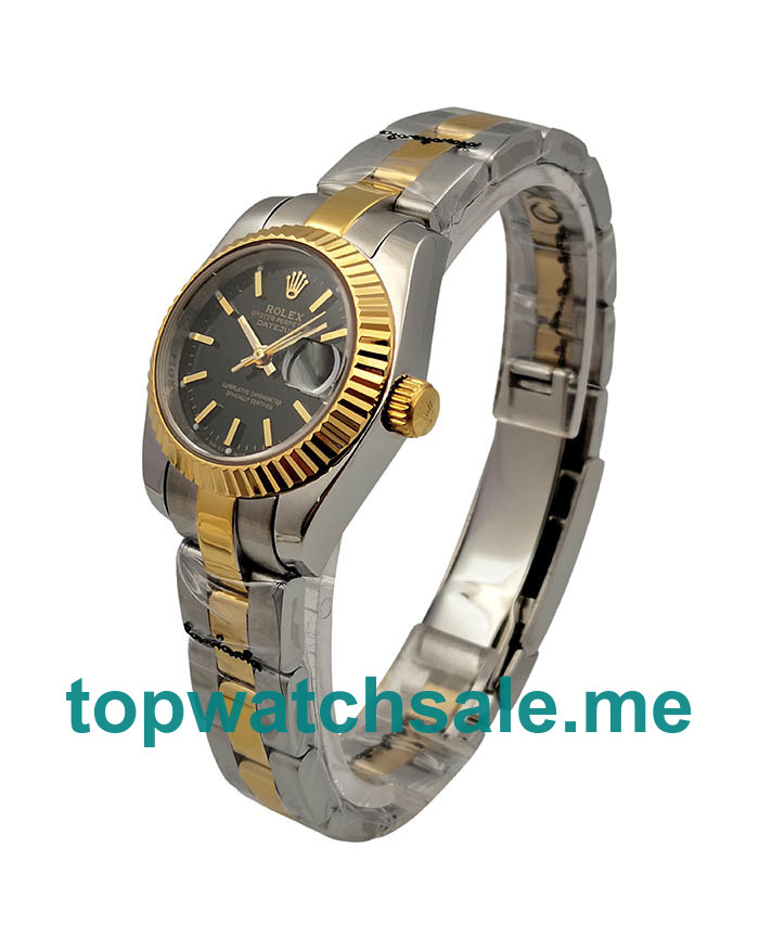UK 26MM Black Dials Rolex Lady-Datejust 69173 Replica Watches