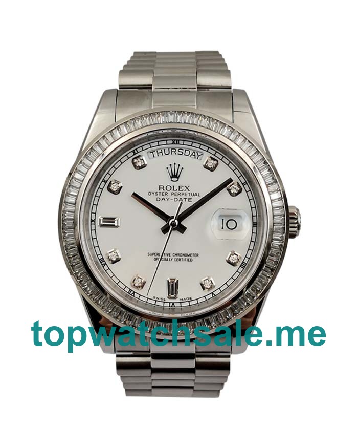 UK Swiss Made Rolex Day-Date 118346 Replica Watches With White Dials For Sale 