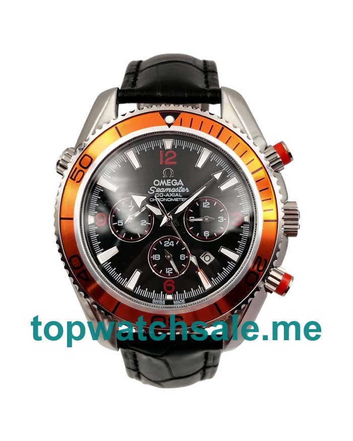 UK 43MM Orange Bezels Replica Omega Seamaster Planet Ocean 2918.50.82 Watches