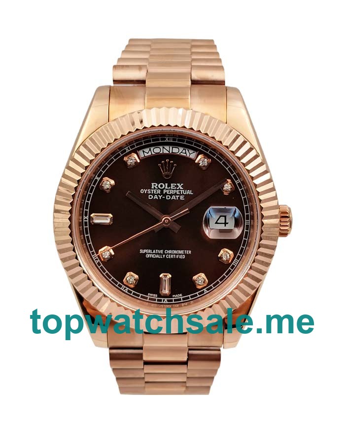 UK Best 1:1 Rolex Day-Date 218235 Fake Watches With Brown Dials For Sale