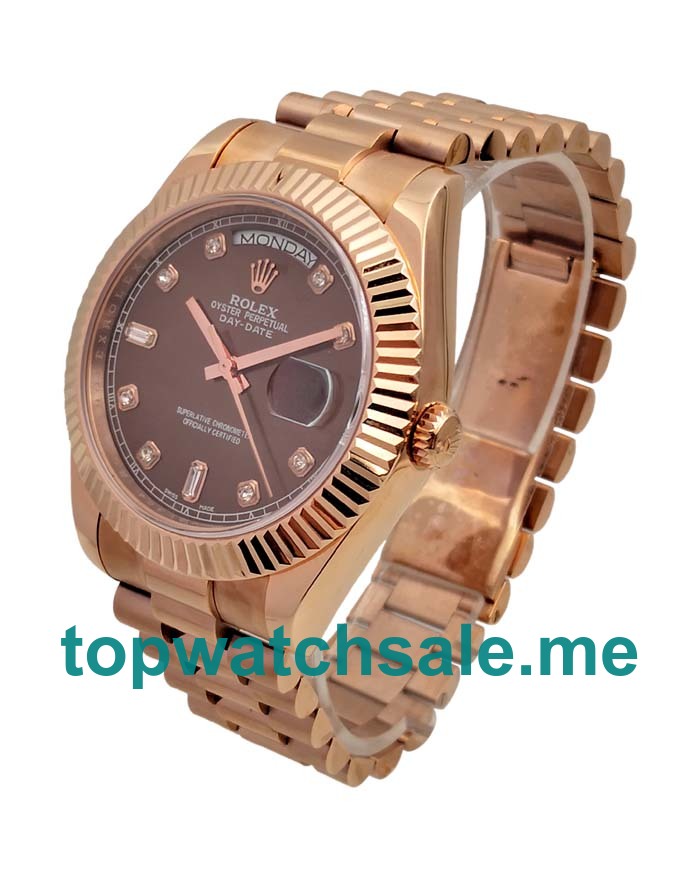 UK Best 1:1 Rolex Day-Date 218235 Fake Watches With Brown Dials For Sale