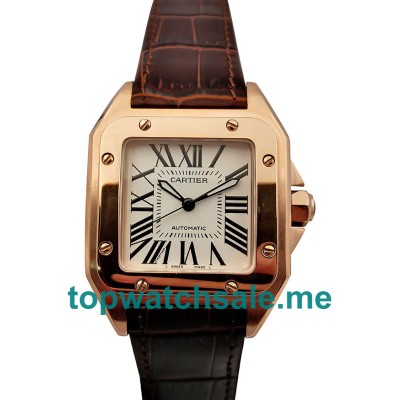 UK 34MM Rose Gold Cartier Santos 100 W20108Y1 Replica Watches