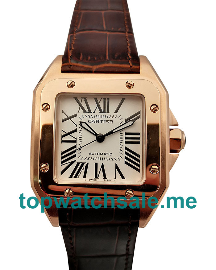 UK 34MM Rose Gold Cartier Santos 100 W20108Y1 Replica Watches