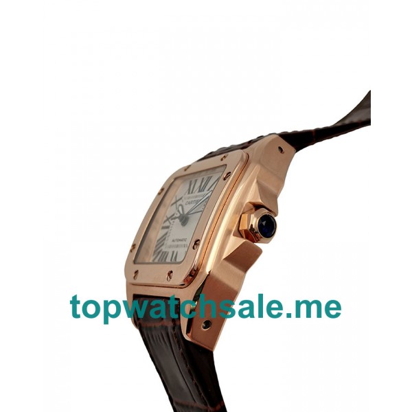 UK 34MM Rose Gold Cartier Santos 100 W20108Y1 Replica Watches