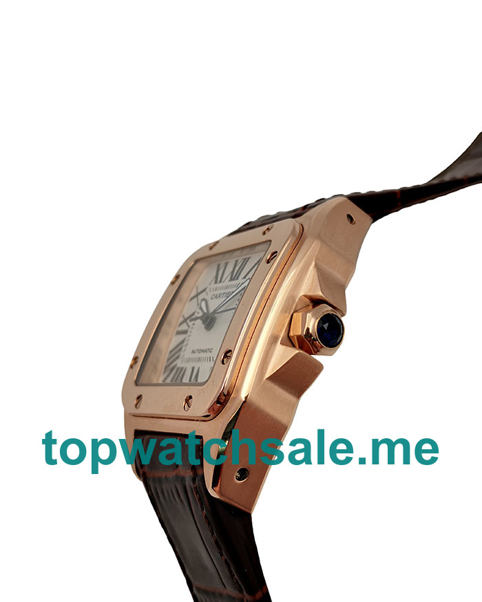 UK 34MM Rose Gold Cartier Santos 100 W20108Y1 Replica Watches