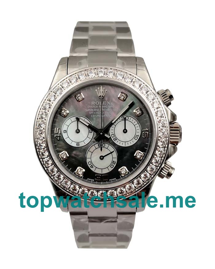 UK AAA Quality Rolex Daytona 116519 Replica Watches With Black Mother-Of-Pearl Dials Online