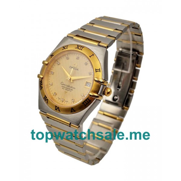 UK Cheap Omega Constellation 1202.15.00 Replica Watches With Champagne Dials For Men