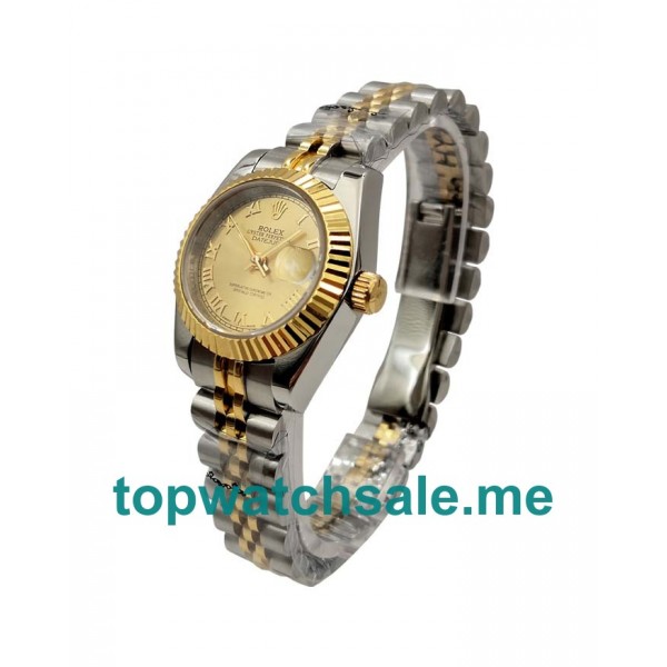 UK 26MM Champagne Dials Rolex Lady-Datejust 69173 Replica Watches