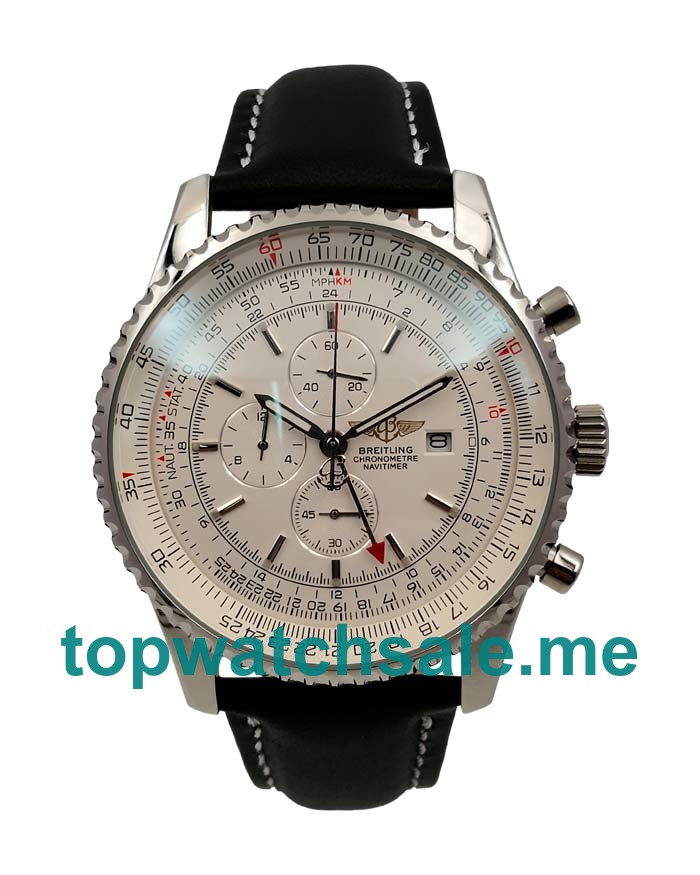 UK 46.5MM White Dials Breitling Navitimer World A24322 Replica Watches
