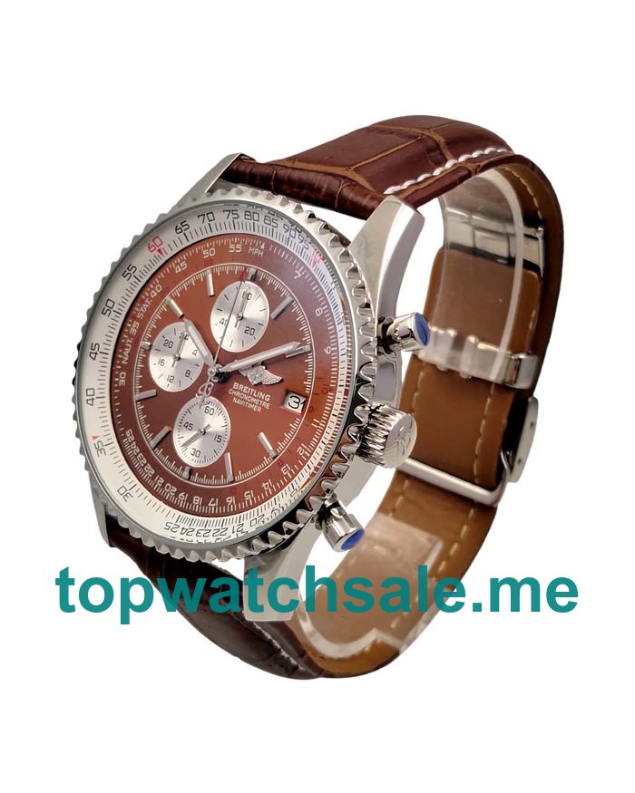 UK 46.5MM Brown Dials Breitling Navitimer World A24322 Replica Watches