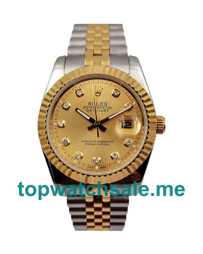 UK 36MM Champagne Dials Rolex Datejust 16233 Replica Watches