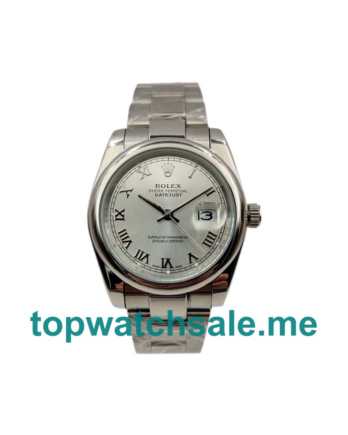 UK 36MM Silver Dials Rolex Datejust 116200 Replica Watches