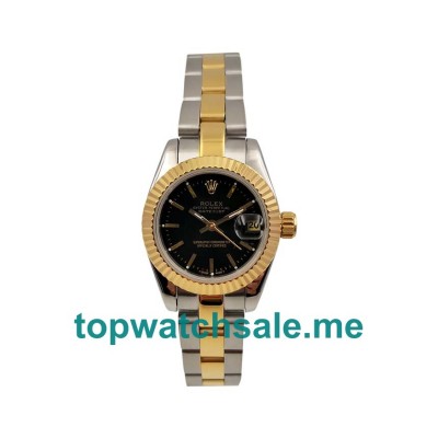 UK 26MM Black Dials Rolex Lady-Datejust 69173 Replica Watches