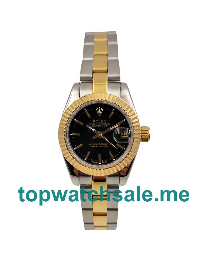 UK 26MM Black Dials Rolex Lady-Datejust 69173 Replica Watches