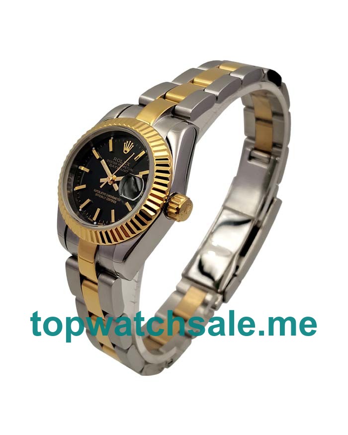 UK 26MM Black Dials Rolex Lady-Datejust 69173 Replica Watches