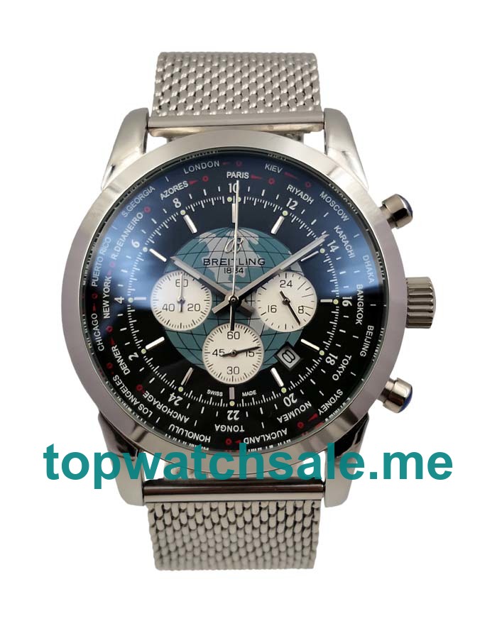 UK 46MM Black Dials Breitling Transocean Chronograph AB0510U4 Replica Watches