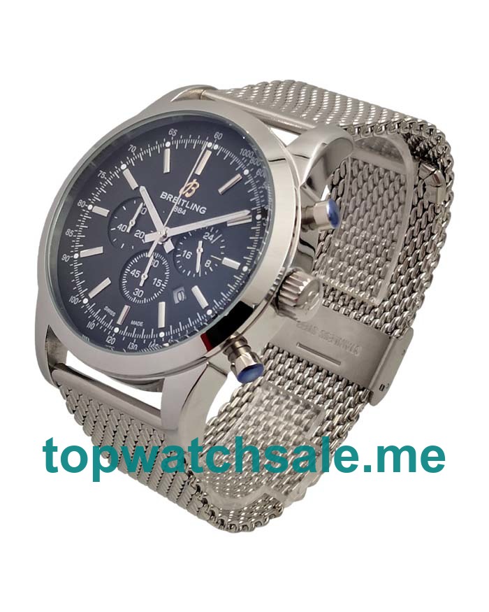 UK 45.5MM Black Dials Breitling Transocean AB015212 Replica Watches