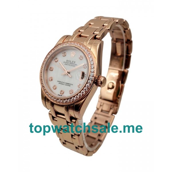 UK Best 1:1 Rolex Pearlmaster 81285 Fake Watches With Mother-Of-Pearl Dials For Sale