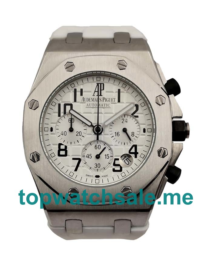 UK 42MM White Rubber Straps Audemars Piguet Royal Oak Offshore 26283ST.OO.D010CA.01 Replica Watches