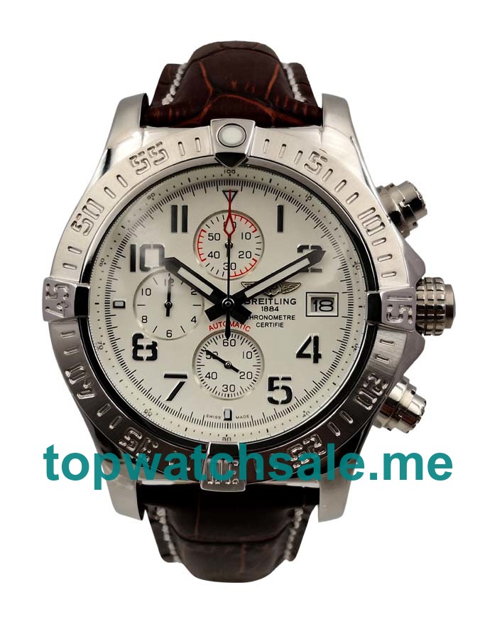 UK 48.4MM White Dials Breitling Super Avenger A13370 Replica Watches