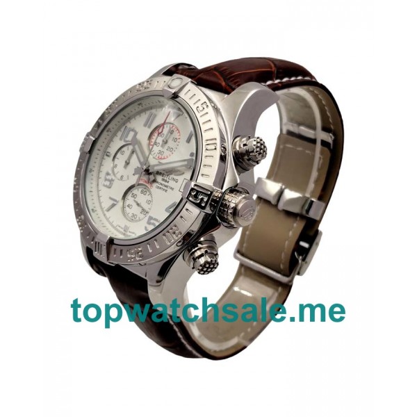 UK 48.4MM White Dials Breitling Super Avenger A13370 Replica Watches
