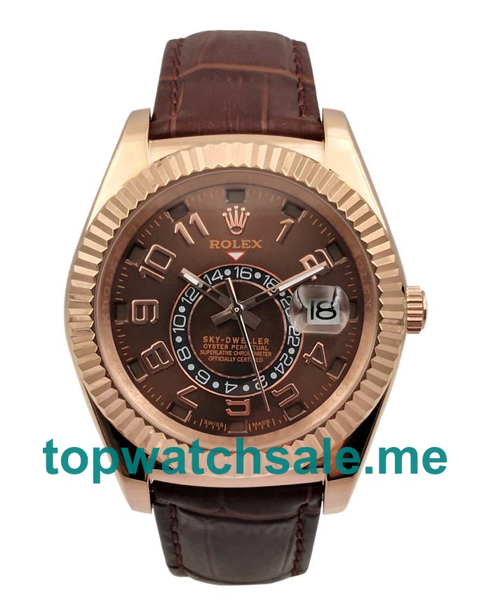 UK Best Quality Rolex Sky-Dweller 326135 Fake Watches With Brown Dials For Sale UK Best Quality Rolex Sky-Dweller 326135 Fake Watches With Brown Dials For Sale