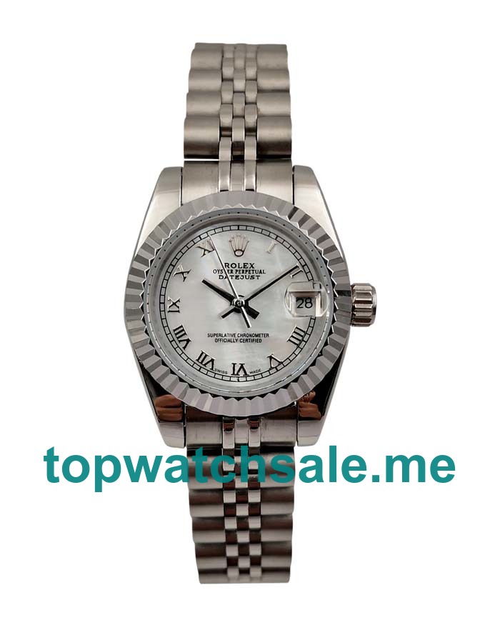 UK 26MM White Mother Of Pearl Dials Rolex Lady-Datejust 179174 Replica Watches
