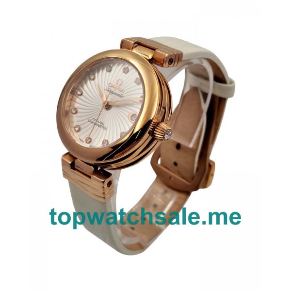 UK 34MM White Mother-of-pearl Dials Omega De Ville Ladymatic 425.63.34.20.55.001 Replica Watches