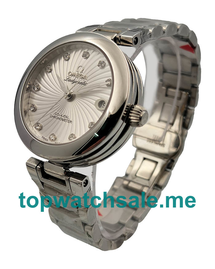 UK 34MM White Mother Of Pearl Dials Omega De Ville Ladymatic 425.30.34.20.55.001 Replica Watches
