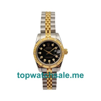 UK 26MM Black Dials Rolex Lady-Datejust 179313 Replica Watches