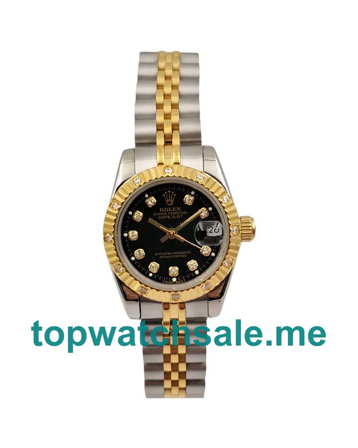 UK 26MM Black Dials Rolex Lady-Datejust 179313 Replica Watches